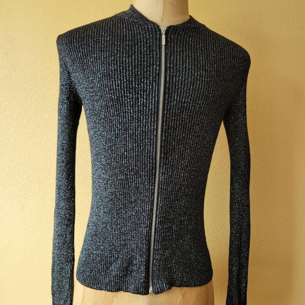 Men's INC Metallic Ribbed-Knit Full-Zip Cardigan.